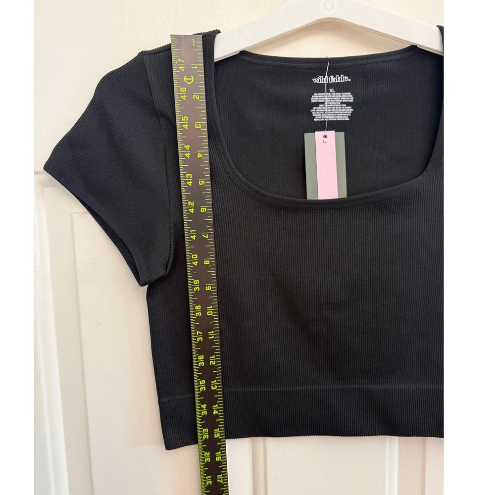 Wild Fable Womens XL Black Seamless Ribbed Square Neck Crop Top NWT - Picture 6 of 7